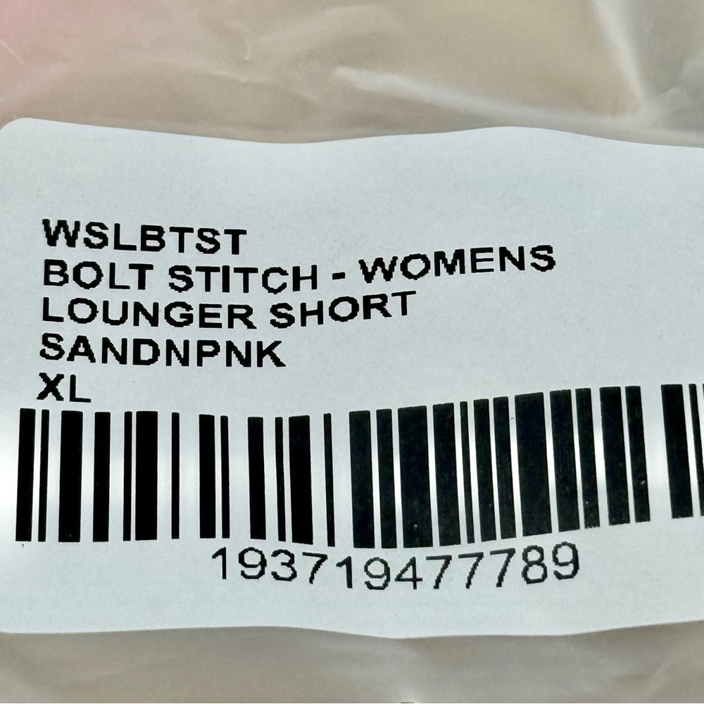 NWT Aviator Nation Bolt Stitch Lounger Short in Beige Tan Sand / Neon Pink - Picture 4 of 10